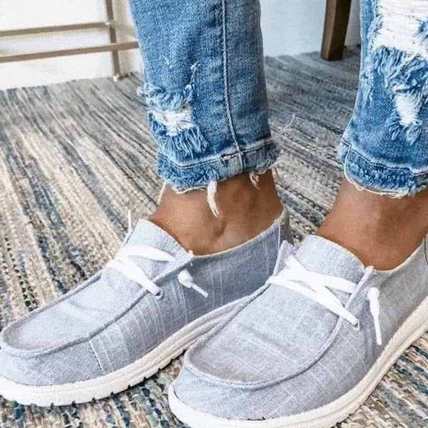 Women's Wide Toe Box Canvas Sneakers with Stretch Band & Cushioned Insole for Ultimate Comfort