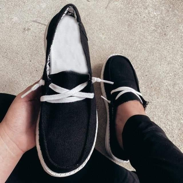 Women's Wide Toe Box Canvas Sneakers with Stretch Band & Cushioned Insole for Ultimate Comfort