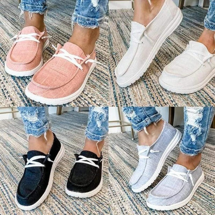 Women's Wide Toe Box Canvas Sneakers with Stretch Band & Cushioned Insole for Ultimate Comfort