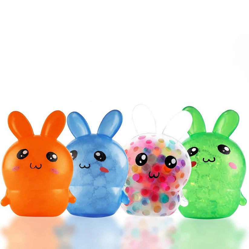 Easter Bunny Squeeze Balls - 4 Pack Stress Relief Toys for Desk Use & Easter Basket Fillers