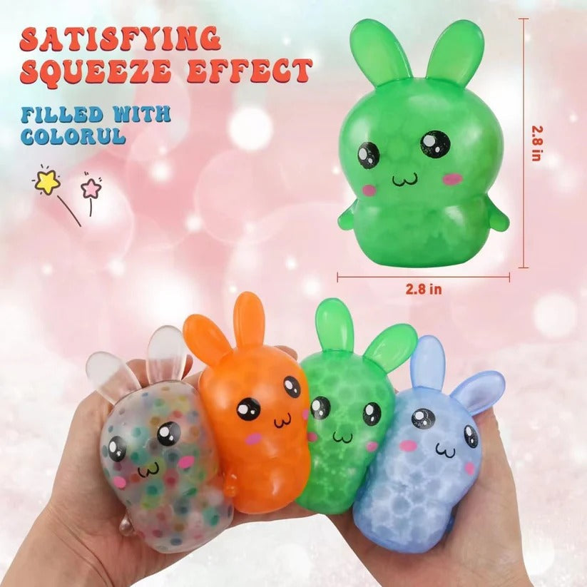 Easter Bunny Squeeze Balls - 4 Pack Stress Relief Toys for Desk Use & Easter Basket Fillers