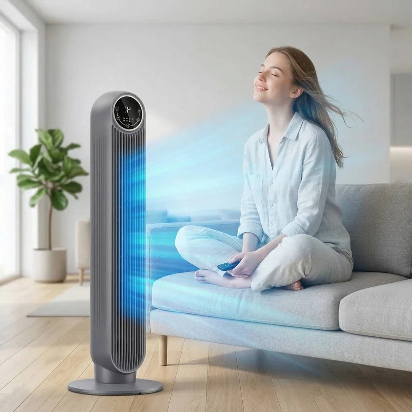 Bladeless Tower Fan Air Cooler - 8 Speed Settings & 4 Modes for Home & Office - Quiet, Energy-Efficient Cooling