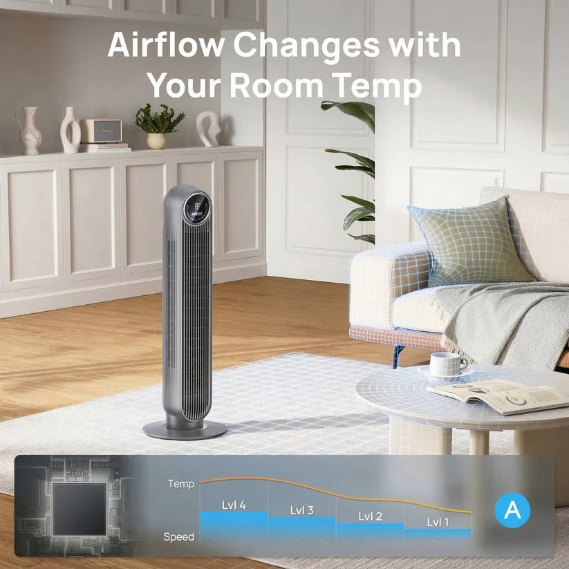 Bladeless Tower Fan Air Cooler - 8 Speed Settings & 4 Modes for Home & Office - Quiet, Energy-Efficient Cooling