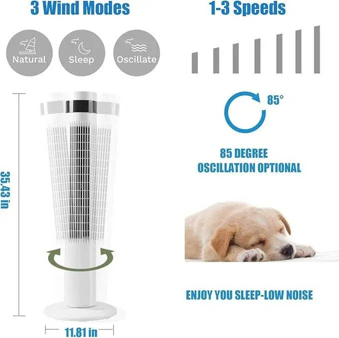 Bladeless Standing Air Cooler - Ultra Quiet Operation, 3 Adjustable Speed Modes, Perfect for Indoor Comfort