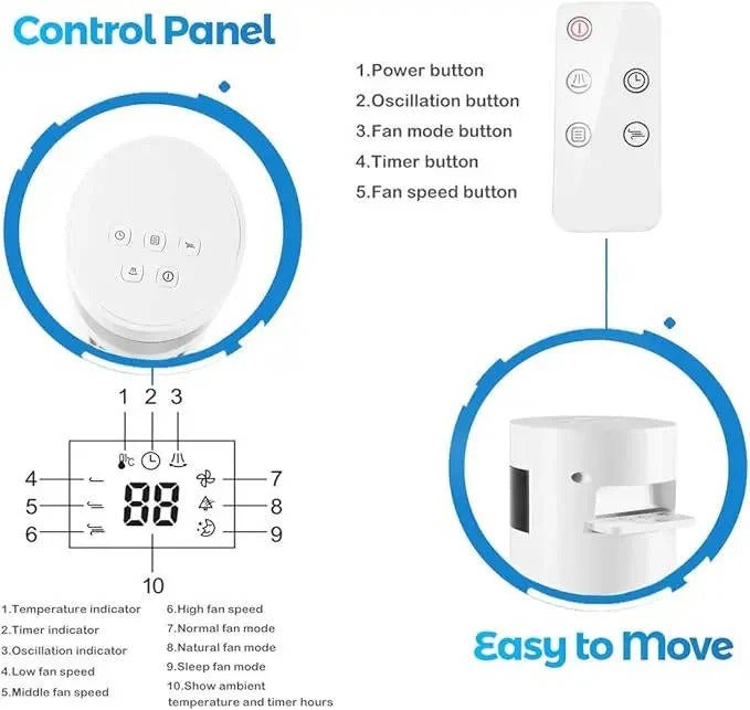 Bladeless Standing Air Cooler - Ultra Quiet Operation, 3 Adjustable Speed Modes, Perfect for Indoor Comfort