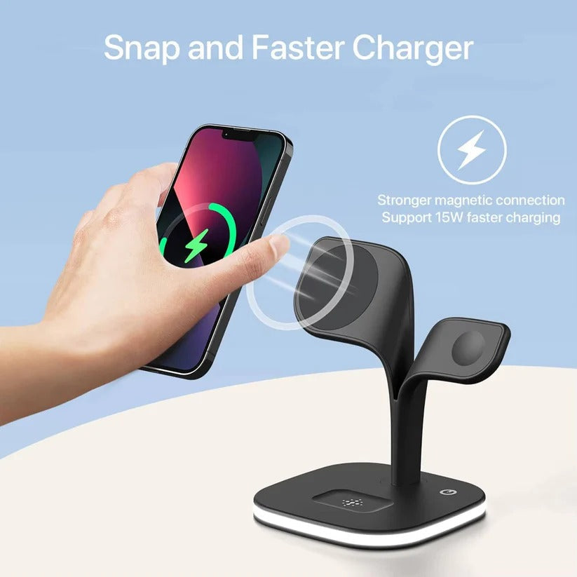 3-in-1 Multi-Device MagSafe Charging Pad for iPhone, AirPods, and Apple Watch - Fast Wireless Charging Station