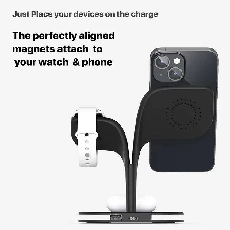 3-in-1 Multi-Device MagSafe Charging Pad for iPhone, AirPods, and Apple Watch - Fast Wireless Charging Station