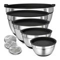 8-Piece Stainless Steel Mixing Bowl Set with Lids & Non-Slip Base - Durable, Stackable Kitchen Bowls for Food Prep & Storage