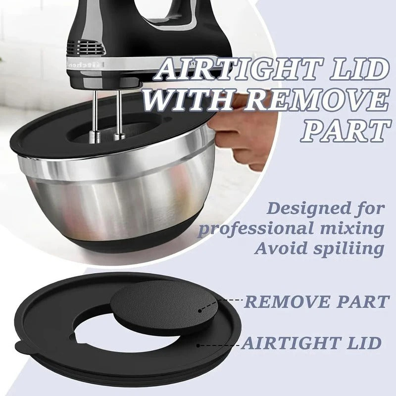8-Piece Stainless Steel Mixing Bowl Set with Lids & Non-Slip Base - Durable, Stackable Kitchen Bowls for Food Prep & Storage