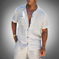 Men's Casual Summer Linen Two-Piece Shirt and Pants Set - Lightweight & Breathable
