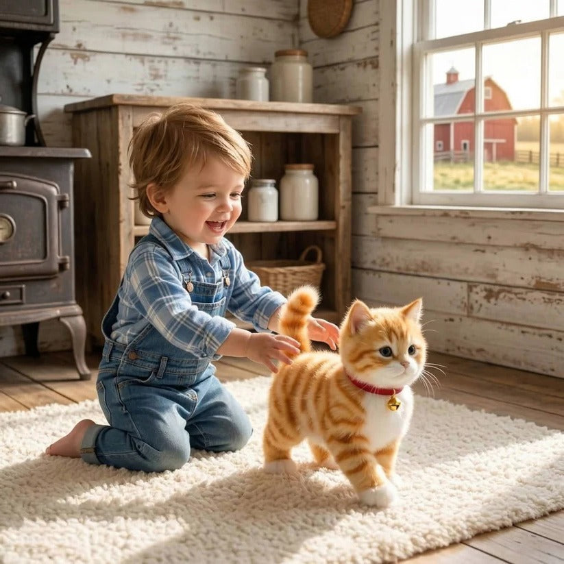 Interactive Battery-Operated Plush Cat Toy with Walking Motion and Sound Effects – Perfect for Kids
