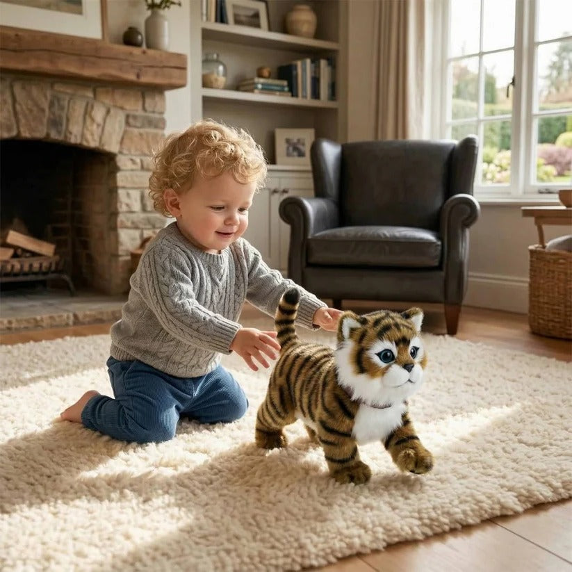 Interactive Battery-Operated Plush Cat Toy with Walking Motion and Sound Effects – Perfect for Kids