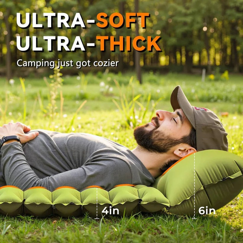 Ultra-Lightweight Inflatable Camping Sleeping Mat with Built-In Pillow - Perfect for Outdoor Adventures