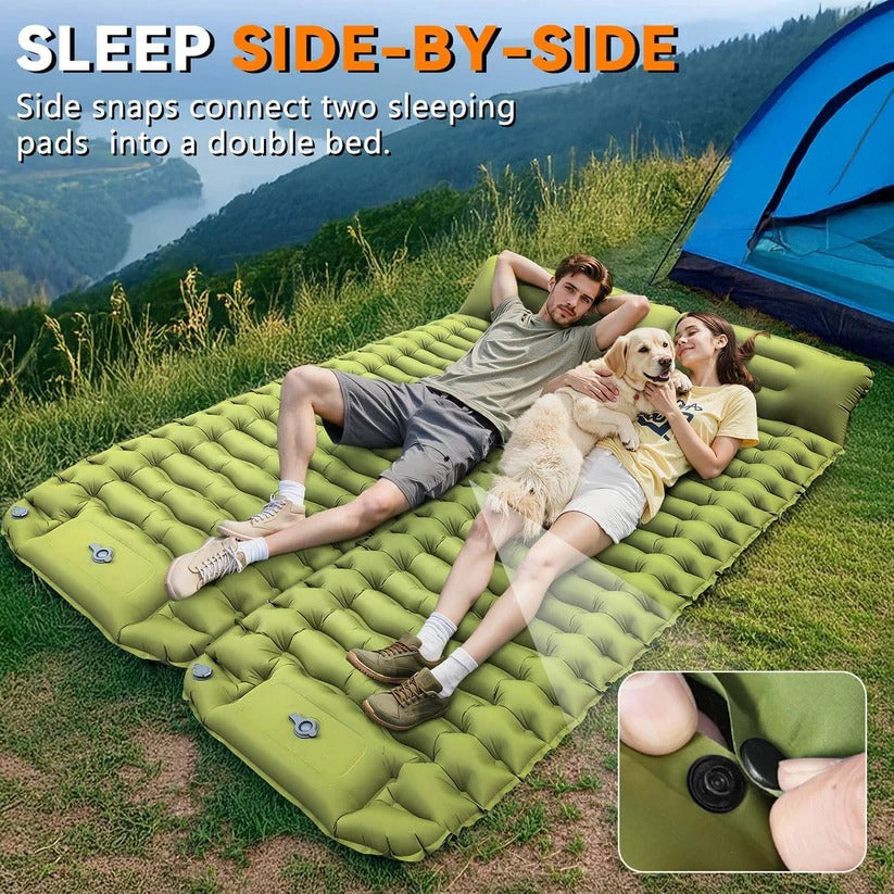 Ultra-Lightweight Inflatable Camping Sleeping Mat with Built-In Pillow - Perfect for Outdoor Adventures