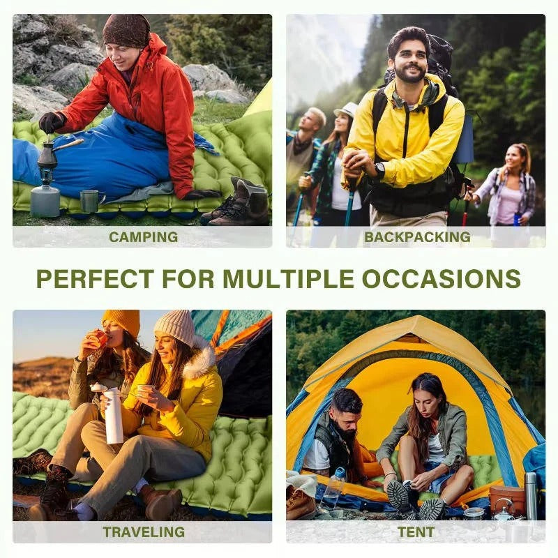 Ultra-Lightweight Inflatable Camping Sleeping Mat with Built-In Pillow - Perfect for Outdoor Adventures