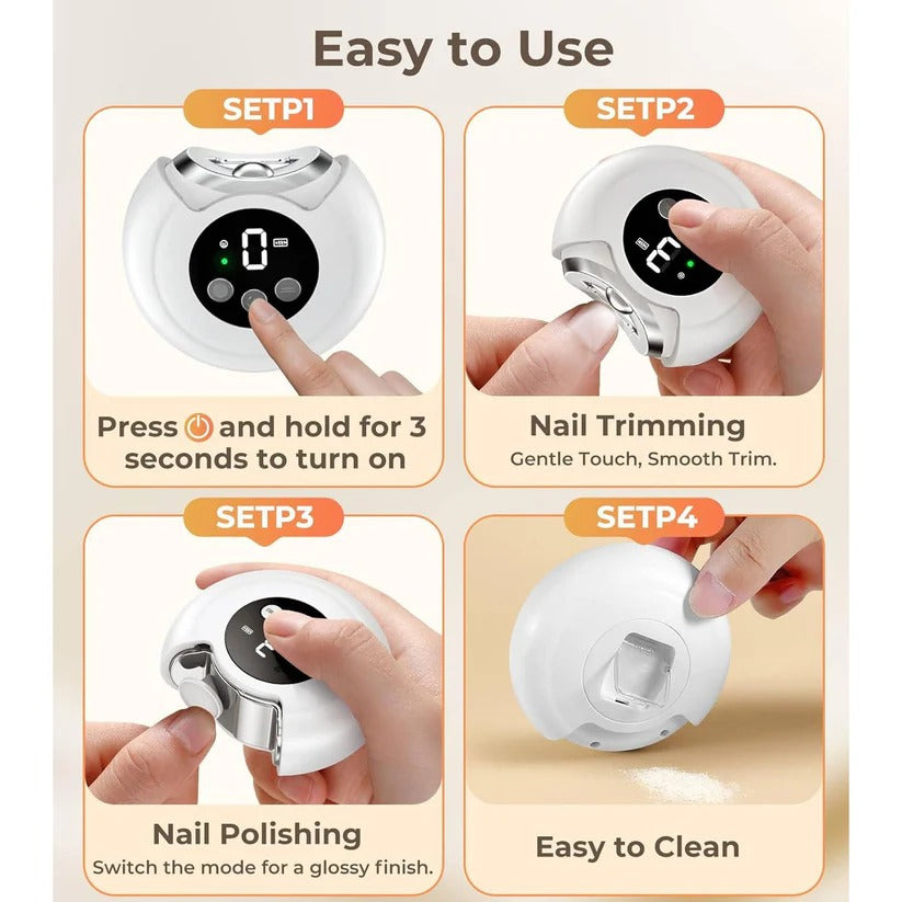 Rechargeable Nail Trimmer with LED Light - 3 Adjustable Speed Settings for Safe and Easy Grooming