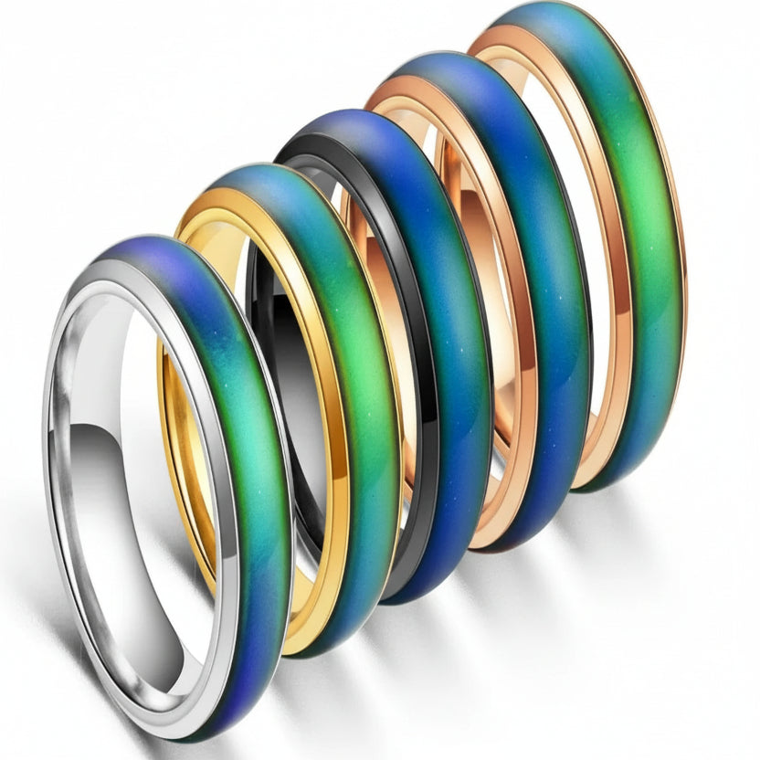 Thermochromic Mood Ring with Durable Stainless Steel Band - Color Changing Jewelry for Unique Style