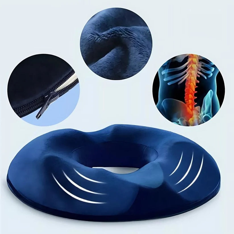 Memory Foam Donut Ring Seat Pad with Removable, Washable Cover - Comfort & Support for Pain Relief