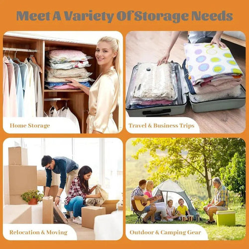 15-Piece Cordless Vacuum Compression Bag Set with Hand Pump - Ideal for Travel & Space Saving