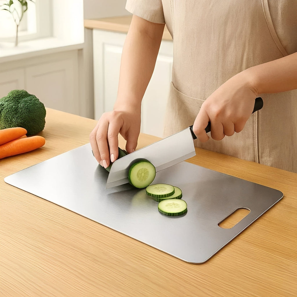 Premium Stainless Steel Cutting Board for Meat, Vegetables & Fruits - Durable, Easy to Clean, Non-Porous Design