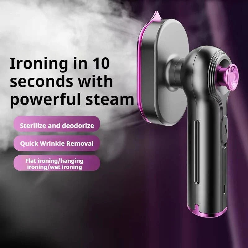 Portable Garment Steamer with 360° Rotating Handle & Transparent Water Tank - Fast Heat-Up, Compact Design for Travel