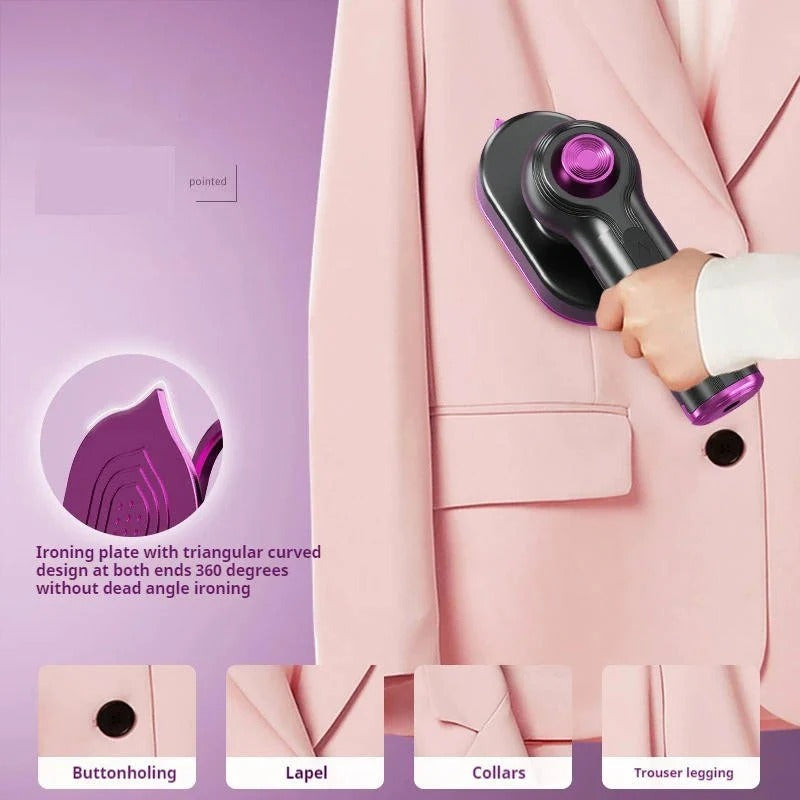 Portable Garment Steamer with 360° Rotating Handle & Transparent Water Tank - Fast Heat-Up, Compact Design for Travel