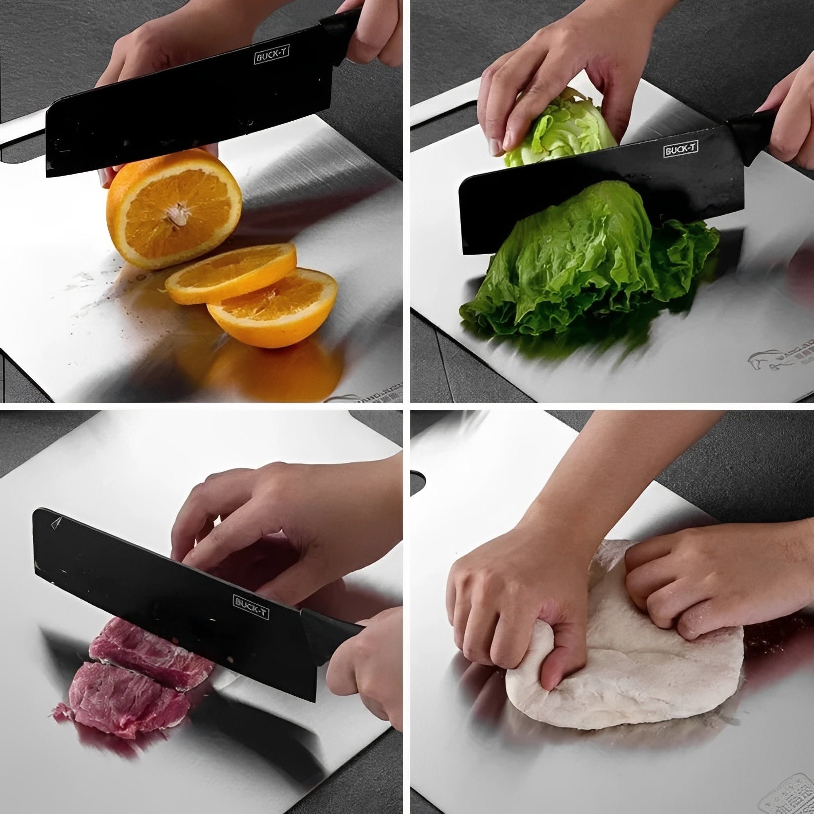 Premium Stainless Steel Cutting Board for Meat, Vegetables & Fruits - Durable, Easy to Clean, Non-Porous Design
