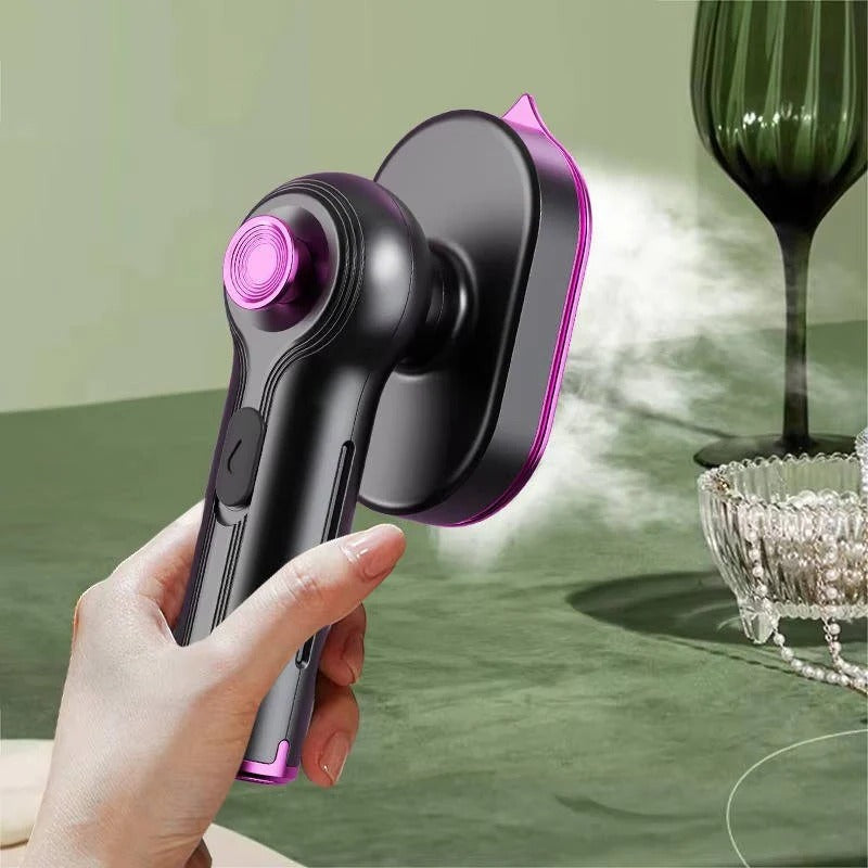 Portable Garment Steamer with 360° Rotating Handle & Transparent Water Tank - Fast Heat-Up, Compact Design for Travel