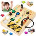 Montessori Wooden Switch Board with LED Lights for Toddlers - Interactive Learning Toy for Fine Motor Skills Development