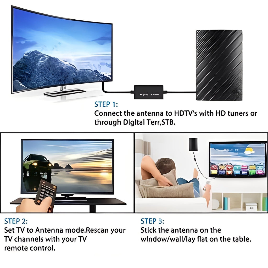 High-Performance Digital TV Antenna for Superior Over-the-Air Broadcast Reception - HD Signal Booster, Easy Setup, Indoor/Outdoor Use