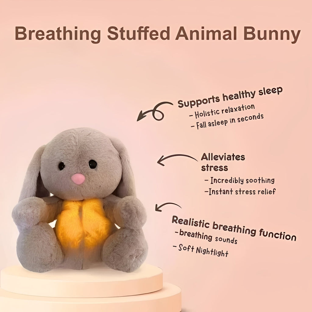 Breathing Motion Stuffed Animal Bunny - Realistic Cuddly Plush Toy for Kids