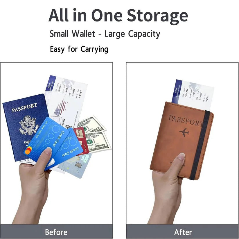 Unisex Slim Travel Passport Wallet with Card Slots - RFID-Blocking, Lightweight & Stylish Design for Secure Travel