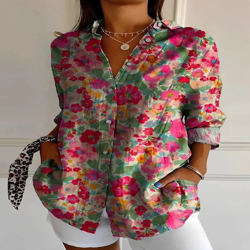 Women's Lightweight Floral Cotton Top - Perfect for Warm Weather & Casual Outings