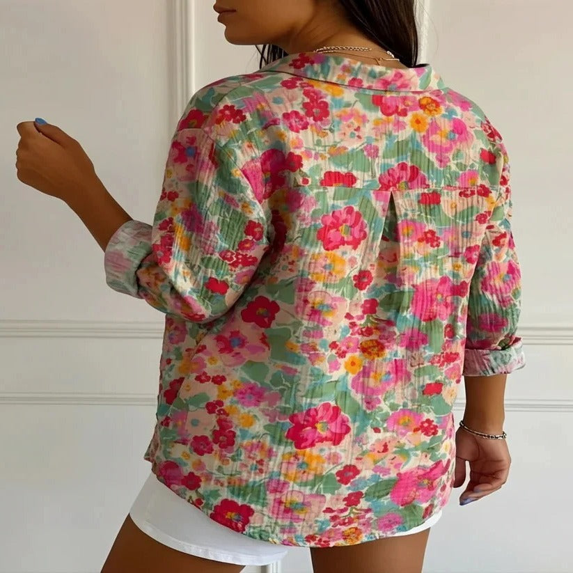 Women's Lightweight Floral Cotton Top - Perfect for Warm Weather & Casual Outings
