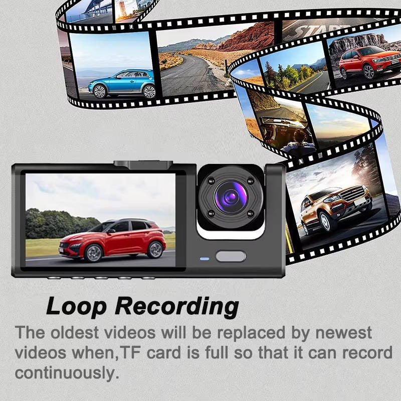 Dual Lens Dash Camera with Front & Rear Recording, 2-Inch Display & Parking Monitor – High-Definition Vehicle Security Camera