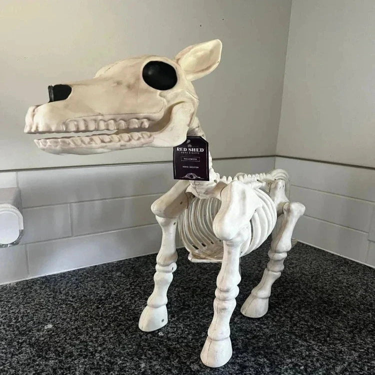 Spooky Halloween Cow and Horse Skeleton Decorative Prop - Perfect for Haunted House and Halloween Decor