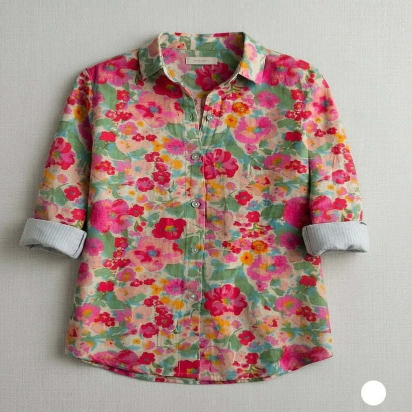 Women's Lightweight Floral Cotton Top - Perfect for Warm Weather & Casual Outings