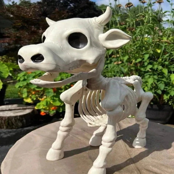 Spooky Halloween Cow and Horse Skeleton Decorative Prop - Perfect for Haunted House and Halloween Decor
