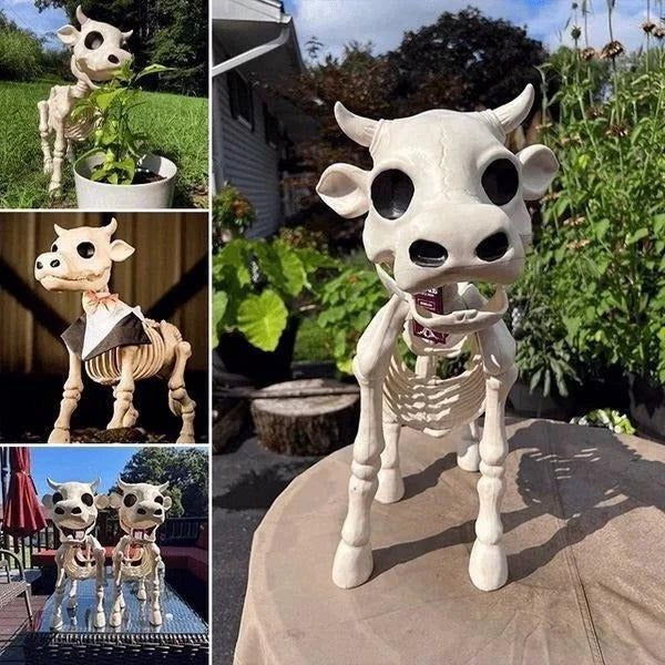 Spooky Halloween Cow and Horse Skeleton Decorative Prop - Perfect for Haunted House and Halloween Decor