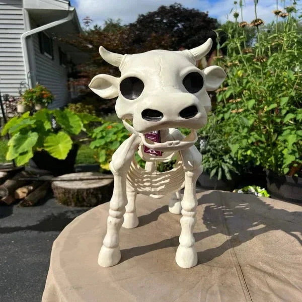 Spooky Halloween Cow and Horse Skeleton Decorative Prop - Perfect for Haunted House and Halloween Decor