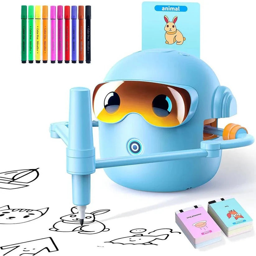 Kids Voice-Guided Drawing Robot - 100 Art Cards & Markers Included | Interactive Creative Learning Toy