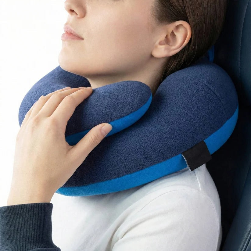 Adjustable Travel Neck Pillow - Reversible Microfleece Cover for Ultimate Comfort