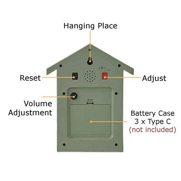 Elegant Bird Accent Wall Clock with Adjustable Sound – Decorative Timepiece for Home Decor