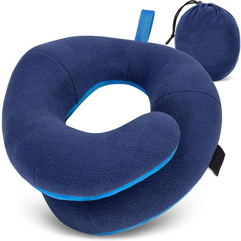 Adjustable Travel Neck Pillow - Reversible Microfleece Cover for Ultimate Comfort