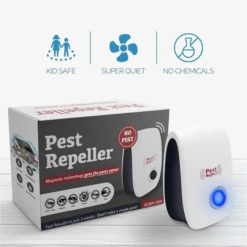 Ultrasonic Pest Repeller for Indoor Use - Easy Single Button Operation, Effective Home Pest Control