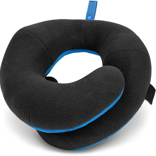 Adjustable Travel Neck Pillow - Reversible Microfleece Cover for Ultimate Comfort