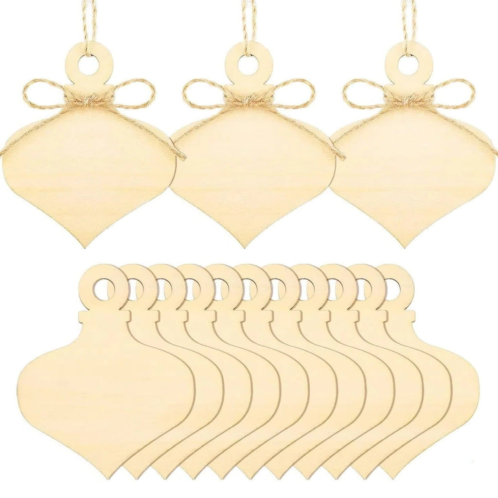 10-Piece Set of Unfinished Wooden Ornament Blanks for DIY Crafts - Perfect for Customization and Personalization