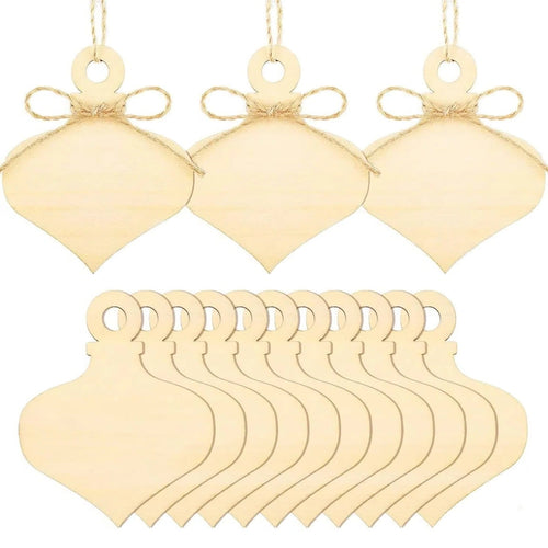 10-Piece Set of Unfinished Wooden Ornament Blanks for DIY Crafts - Perfect for Customization and Personalization