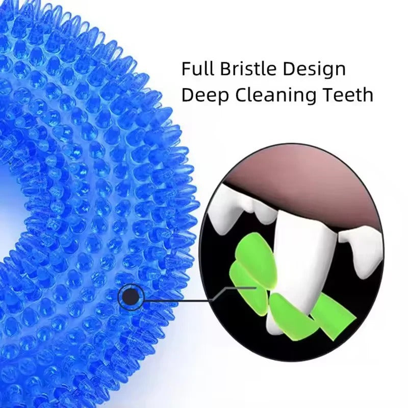 Durable Rubber Dog Chew Ring Toy with Built-In Squeaker - Perfect for Interactive Play and Dental Health