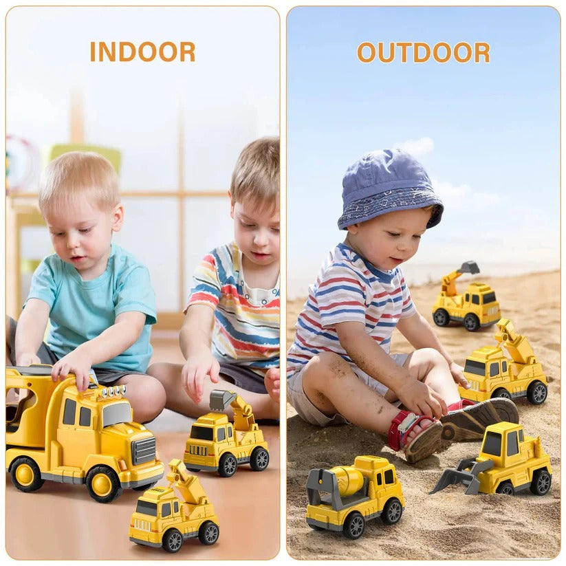 5-Piece Construction Truck Toy Set with Carrier & Ramp - Perfect for Kids' Imaginative Play